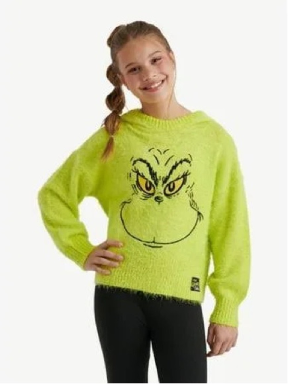 Size XL (16-18) Justice x The Grinch hoody sweater.